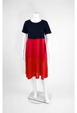 Alembika Short Sleeve Tri-Color Short Dress