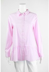 Inae Collection Ruffle Hem Pinstripe Peplum Shirt