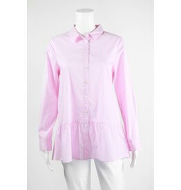 Inae Collection Ruffle Hem Pinstripe Peplum Shirt