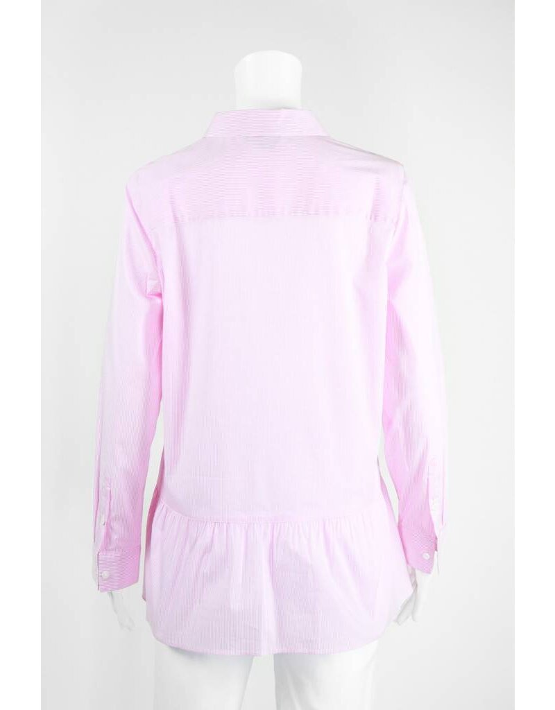 Inae Collection Ruffle Hem Pinstripe Peplum Shirt