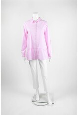 Inae Collection Ruffle Hem Pinstripe Peplum Shirt