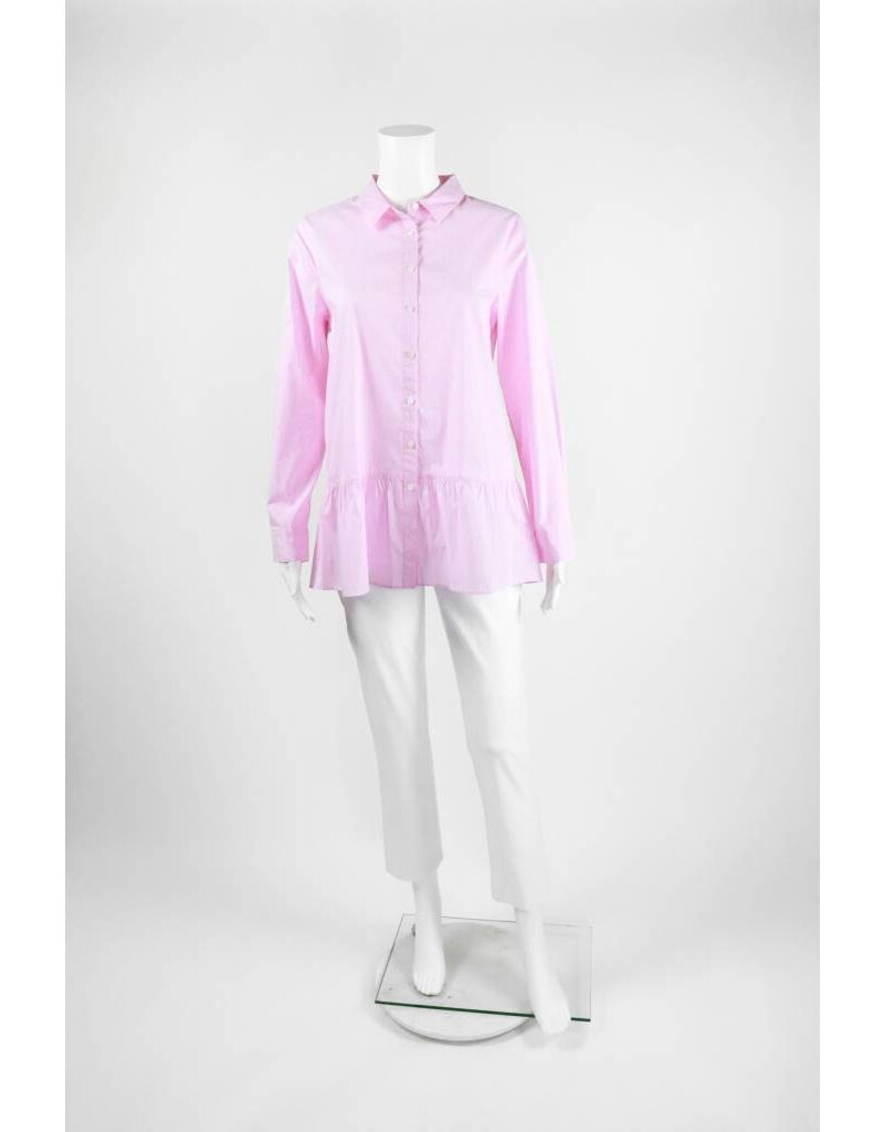 Inae Collection Ruffle Hem Pinstripe Peplum Shirt