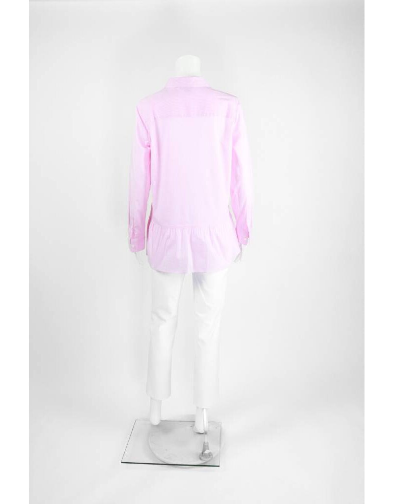 Inae Collection Ruffle Hem Pinstripe Peplum Shirt