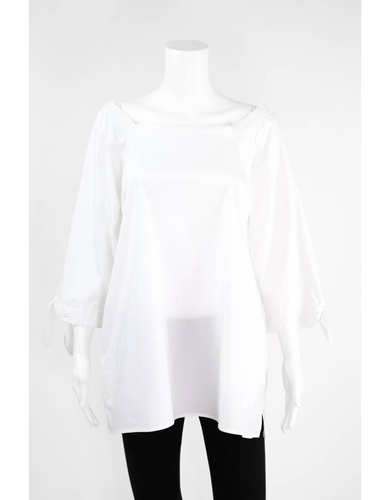 Inae Collection Poplin Tie Sleeve Tunic Solid