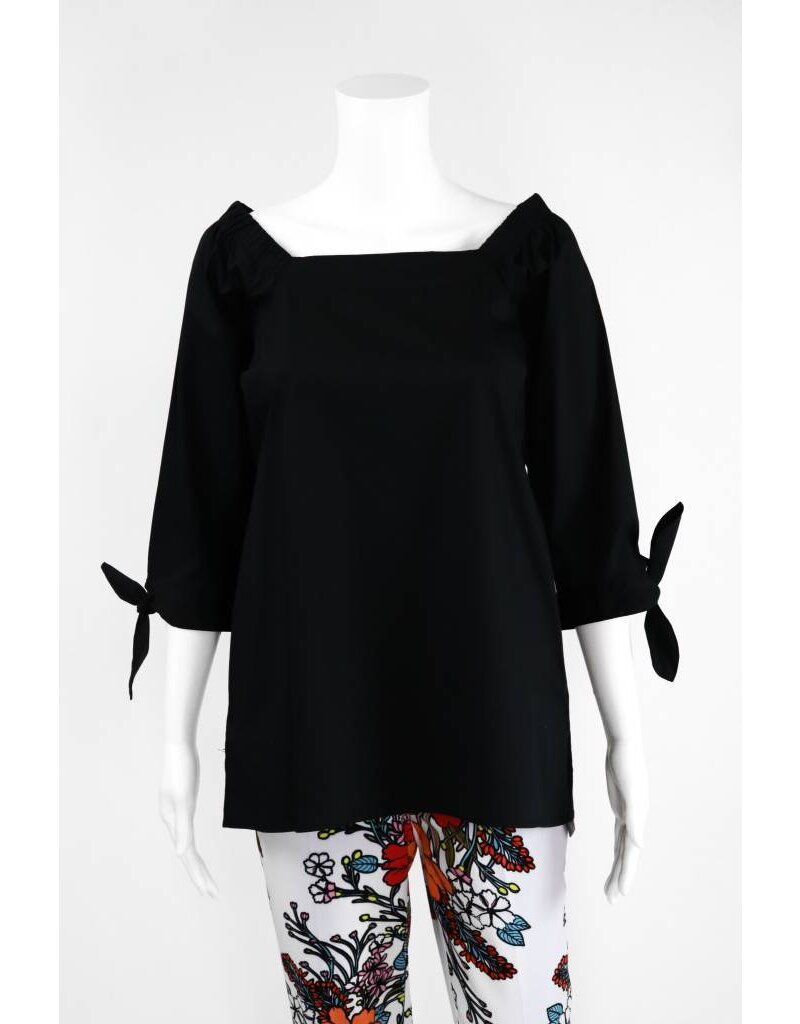 Inae Collection Poplin Tie Sleeve Tunic Solid