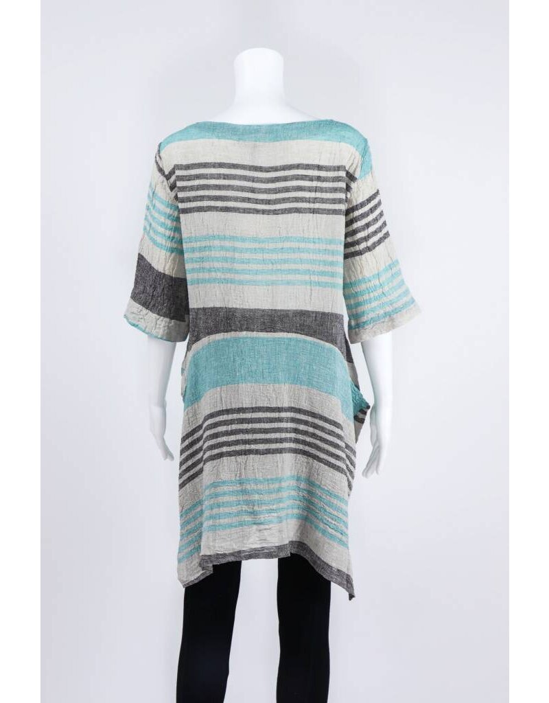Luukaa Woven Short Sleeve Stripe Dress