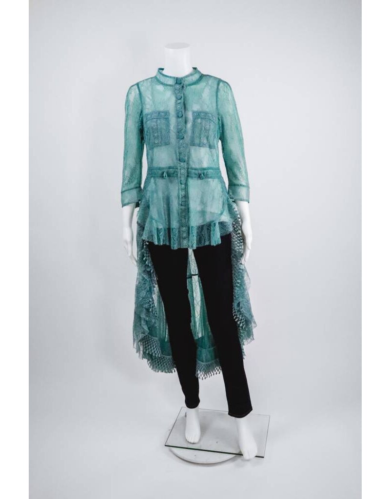 Byron Lars Beauty Mark Waterfall Lace Blouse