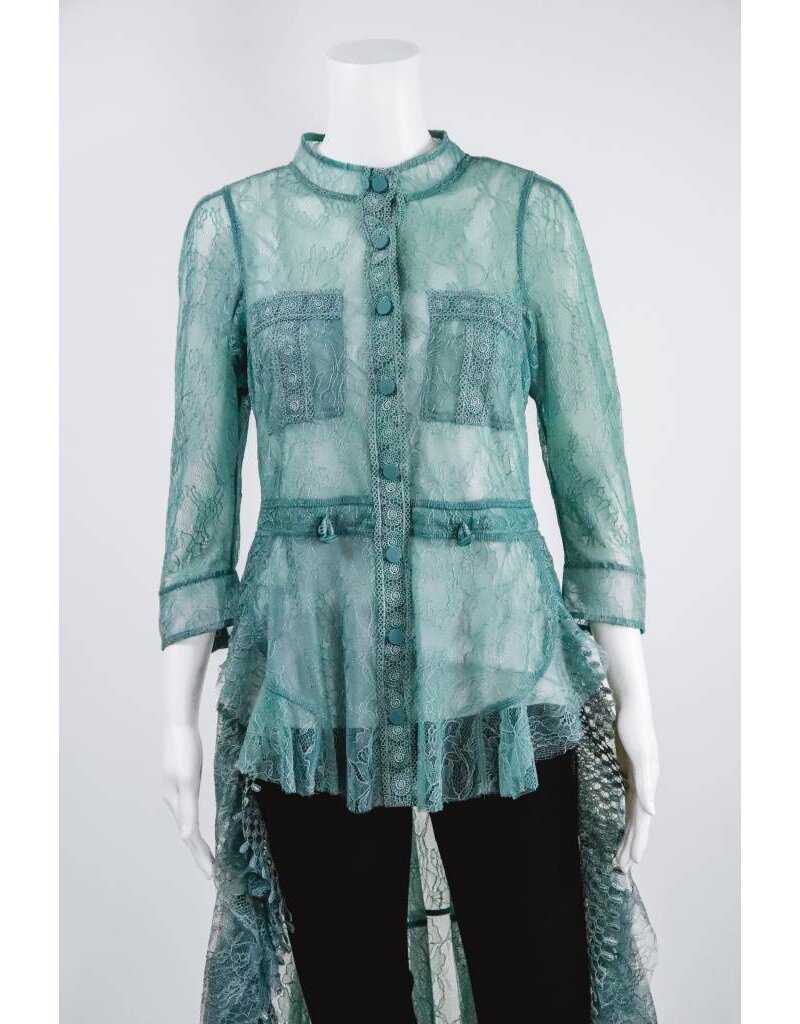Byron Lars Beauty Mark Waterfall Lace Blouse