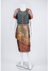 Byron Lars Beauty Mark Raffia Knit Mix Sheath