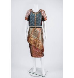 Byron Lars Beauty Mark Raffia Knit Mix Sheath