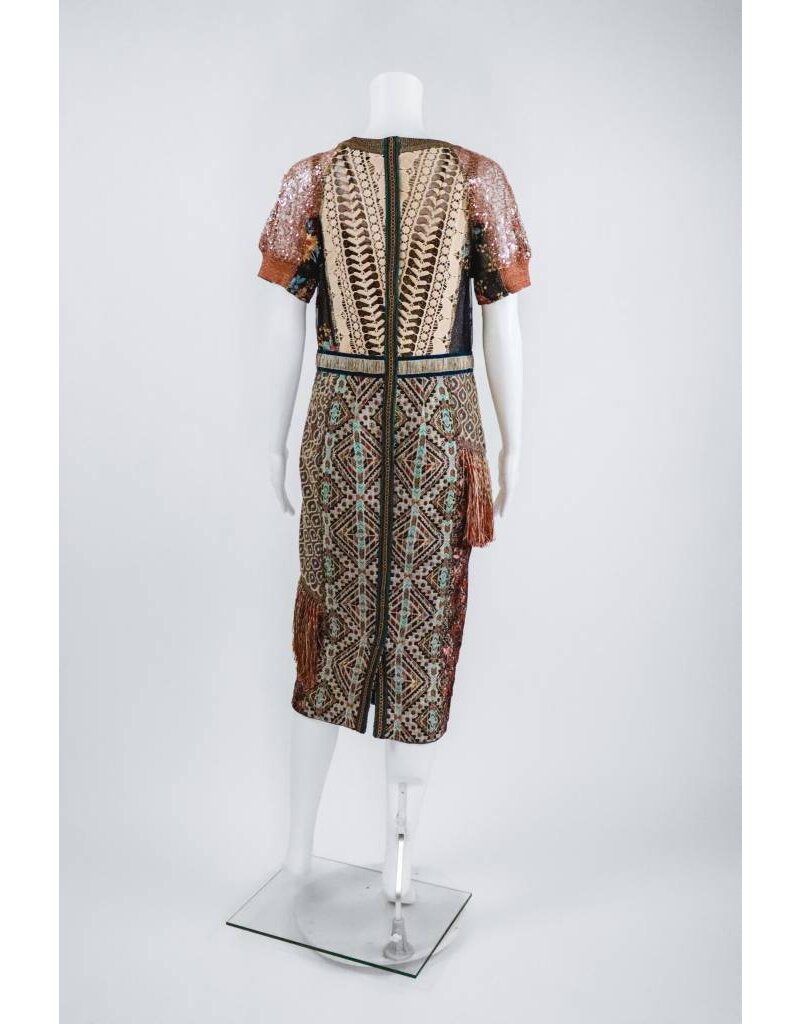 Byron Lars Beauty Mark Raffia Knit Mix Sheath