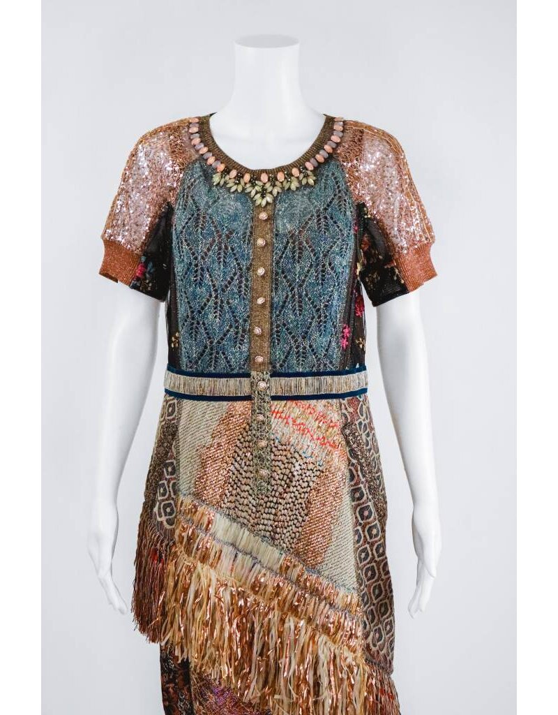 Byron Lars Beauty Mark Raffia Knit Mix Sheath