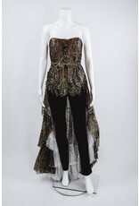 Byron Lars Beauty Mark Cascading Metallic Lace Bustier