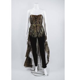 Byron Lars Beauty Mark Cascading Metallic Lace Bustier