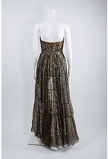 Byron Lars Beauty Mark Cascading Metallic Lace Bustier