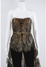 Byron Lars Beauty Mark Cascading Metallic Lace Bustier