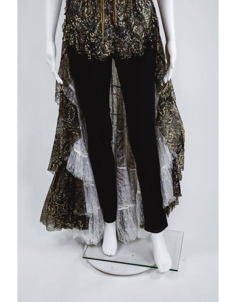 Byron Lars Beauty Mark Cascading Metallic Lace Bustier