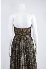 Byron Lars Beauty Mark Cascading Metallic Lace Bustier