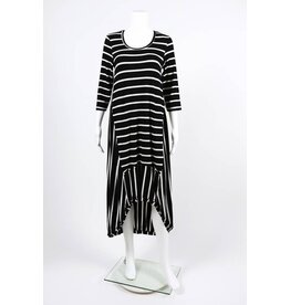 Alembika 3/4 Sleeve HiLo Striped Dress