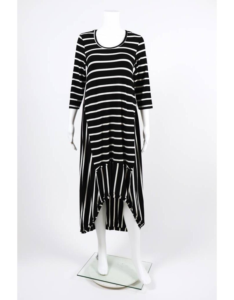 Alembika 3/4 Sleeve HiLo Striped Dress