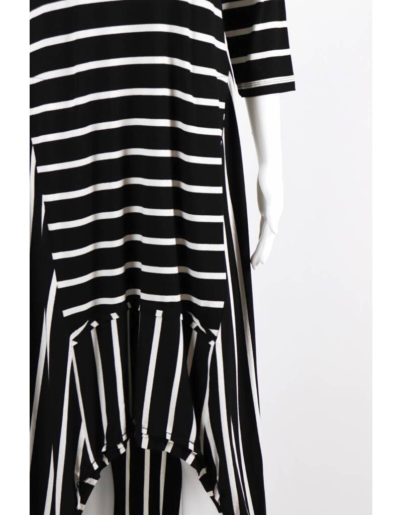 Alembika 3/4 Sleeve HiLo Striped Dress