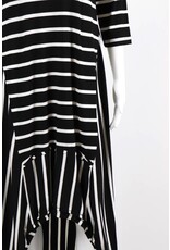 Alembika 3/4 Sleeve HiLo Striped Dress