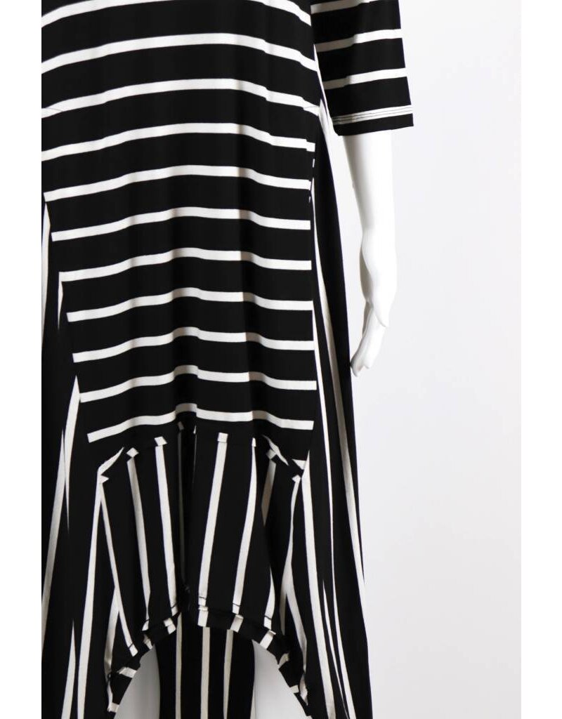 Alembika 3/4 Sleeve HiLo Striped Dress