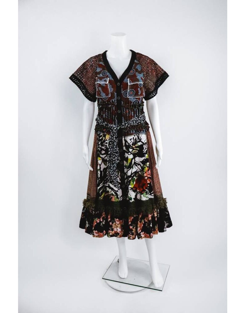 Byron Lars Beauty Mark Button Down Patterned Tie Dress