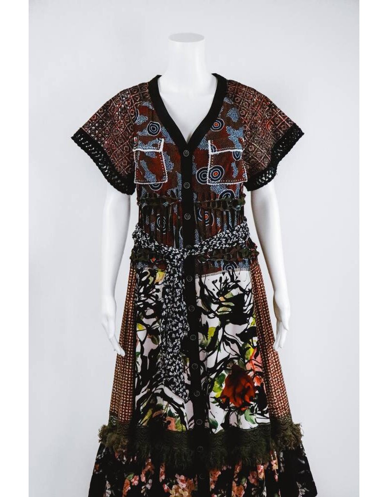 Byron Lars Beauty Mark Button Down Patterned Tie Dress