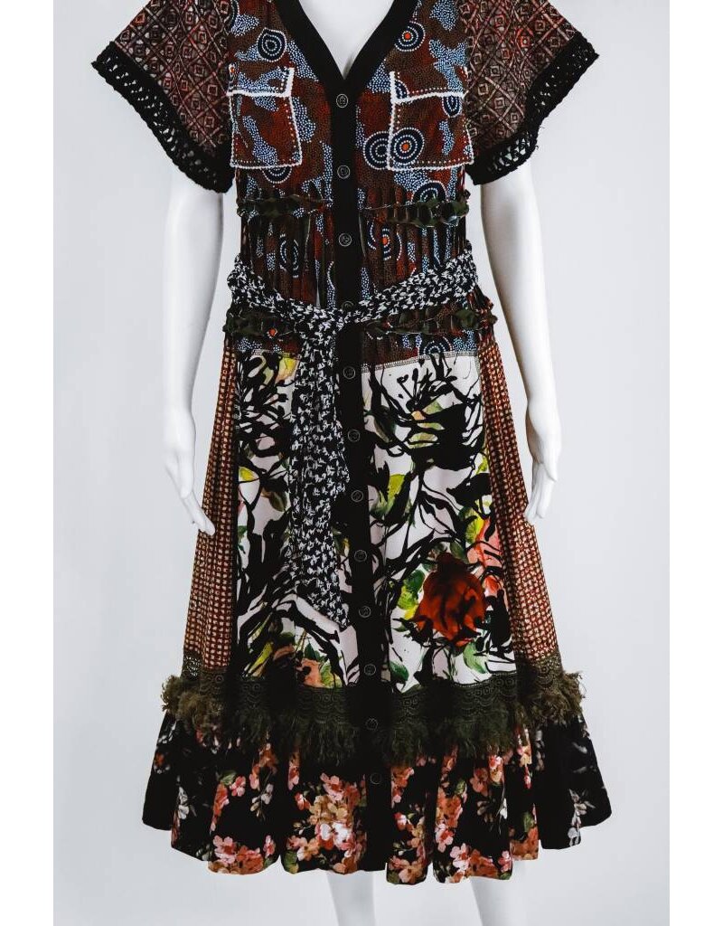 Byron Lars Beauty Mark Button Down Patterned Tie Dress