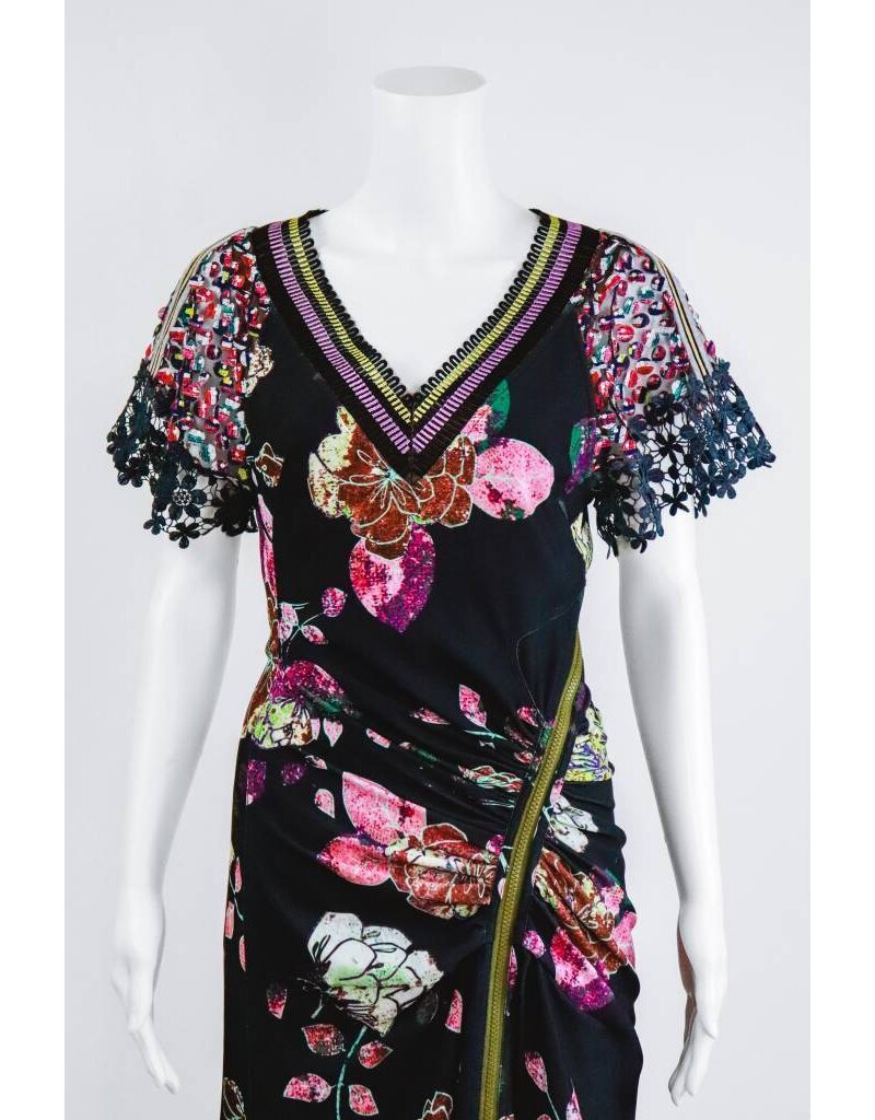 Byron Lars Beauty Mark Mavo V Neck Zipper Dress