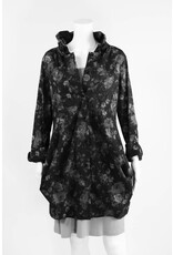 Comfy USA Floral Print Ruffle Neck Tunic