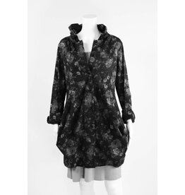 Comfy USA Floral Print Ruffle Neck Tunic