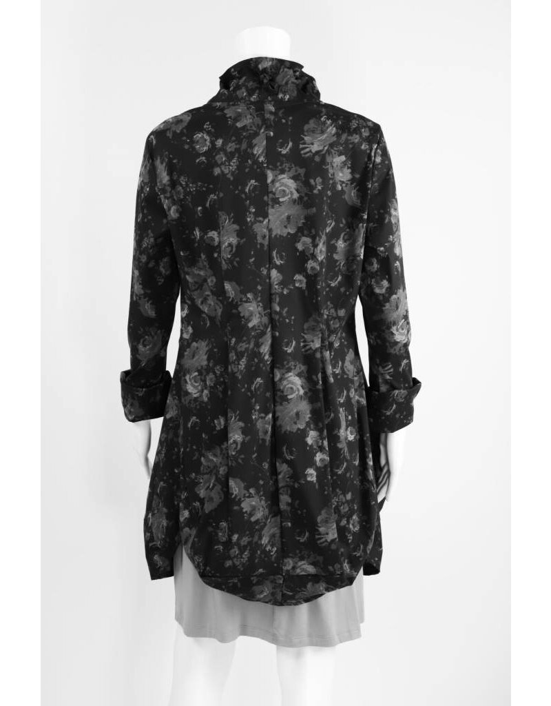 Comfy USA Floral Print Ruffle Neck Tunic