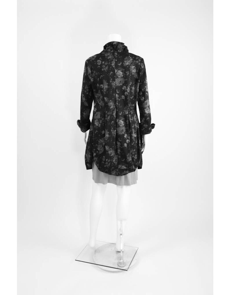 Comfy USA Floral Print Ruffle Neck Tunic