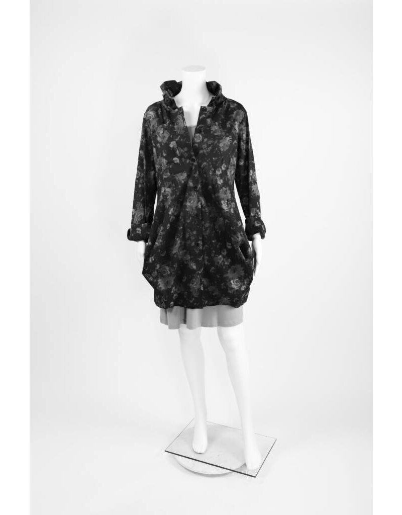 Comfy USA Floral Print Ruffle Neck Tunic