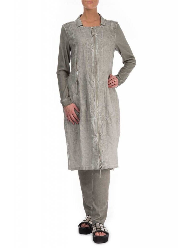 Grizas Washed Linen Front Zipper Jacket