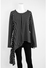 Creare Long Sleeve Stripe Asymmetrical Hem Knit Tunic