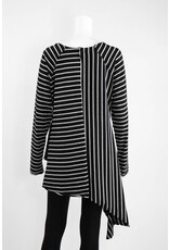 Creare Long Sleeve Stripe Asymmetrical Hem Knit Tunic