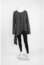 Creare Long Sleeve Stripe Asymmetrical Hem Knit Tunic