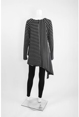 Creare Long Sleeve Stripe Asymmetrical Hem Knit Tunic
