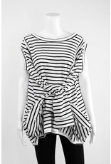 Creare 3/4 Sleeve Stripe Cold Shoulder Oversized Knit Tee