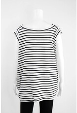 Creare 3/4 Sleeve Stripe Cold Shoulder Oversized Knit Tee