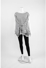 Creare 3/4 Sleeve Stripe Cold Shoulder Oversized Knit Tee