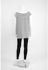 Creare 3/4 Sleeve Stripe Cold Shoulder Oversized Knit Tee