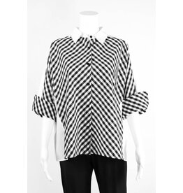Comfy USA Checked Front White Back Blouse