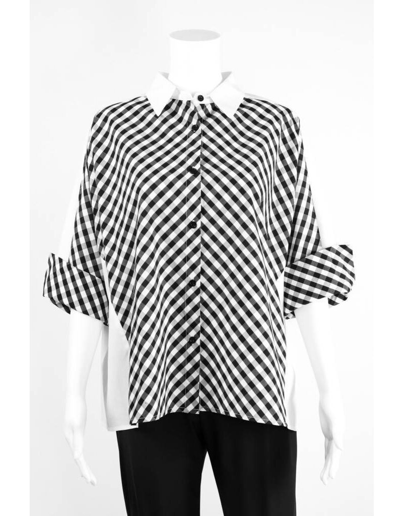 Comfy USA Checked Front White Back Blouse