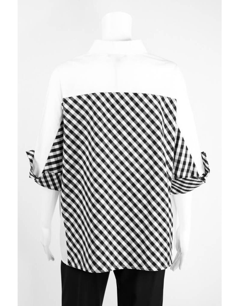 Comfy USA Checked Front White Back Blouse