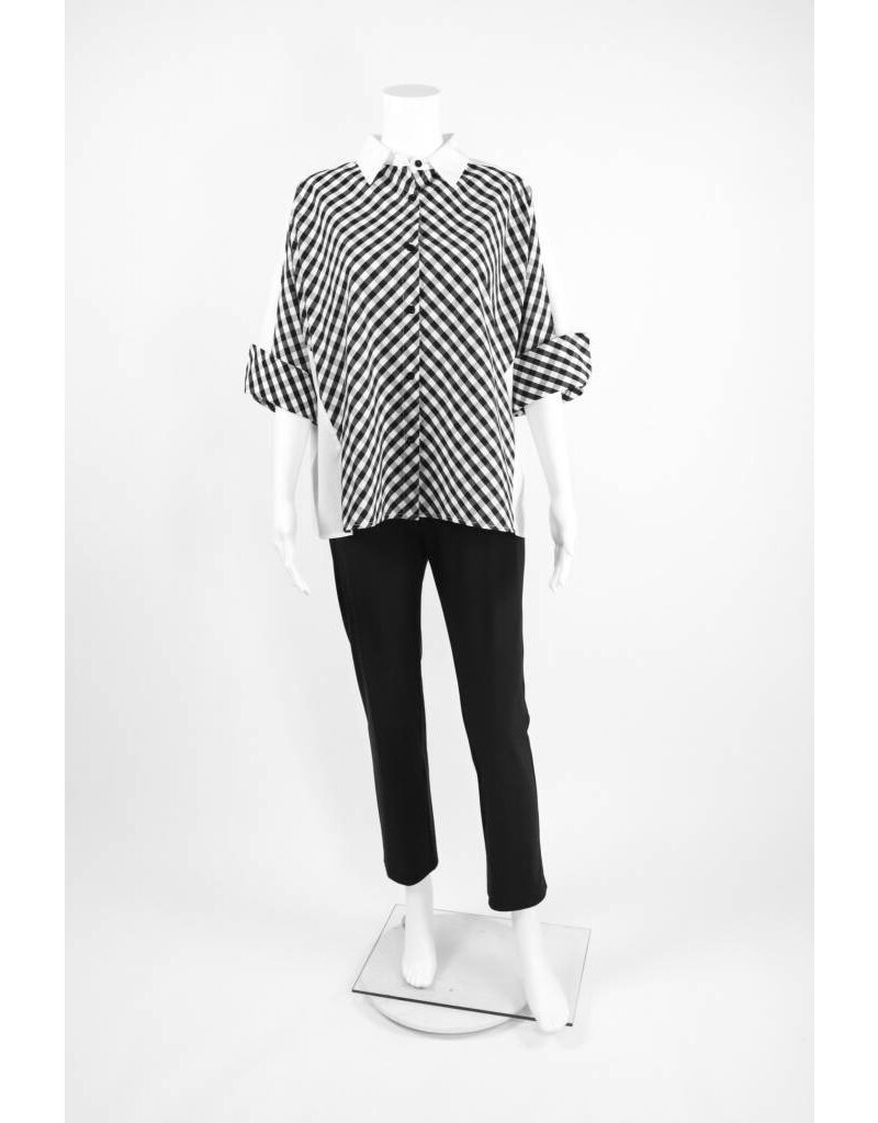 Comfy USA Checked Front White Back Blouse
