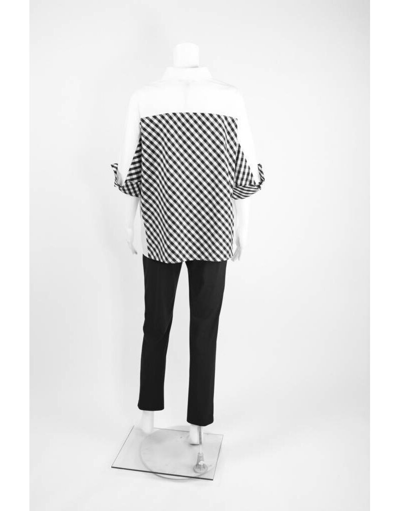 Comfy USA Checked Front White Back Blouse